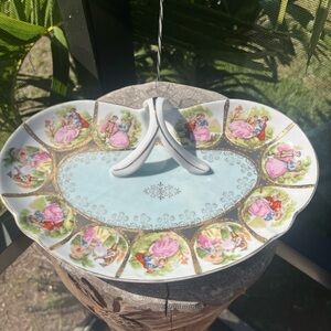 Arnart Creation Heart Courtship Vanity Dish Gold Trim Hand Painted Japan